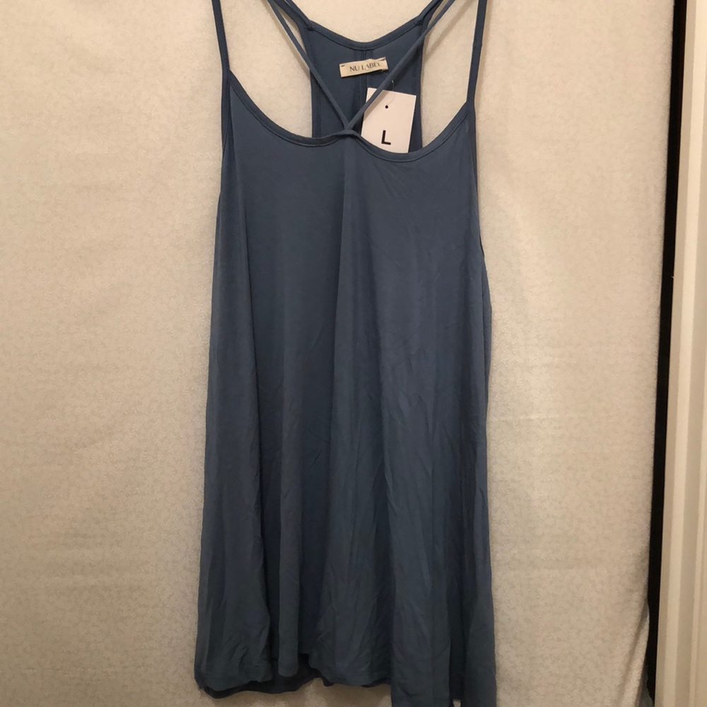 Dusty blue flowy tunic style tank
